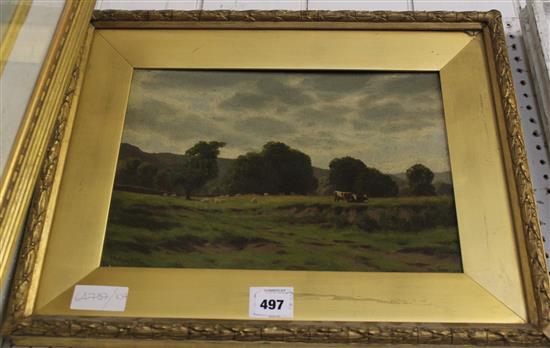 William Artingstall (19C), oil on board, Cattle in a landscape, signed(-)
